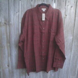 NEW Foxfire Shirt Plaid Rust Big & Tall Men's Shirt 100% Cotton Size 2XB